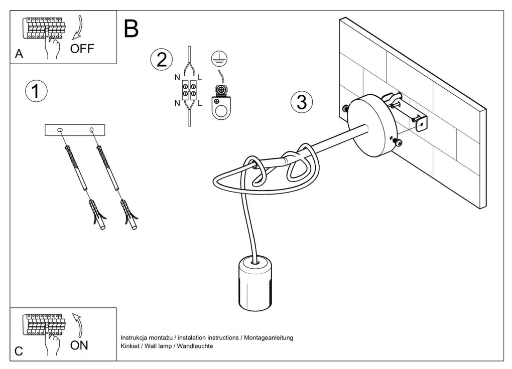 Sollux Lighting Nástenné svietidlo EDISON čierne