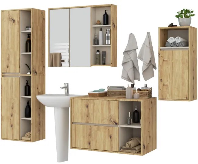 Kúpeľňová zostava VAMI béžová / dub artisan