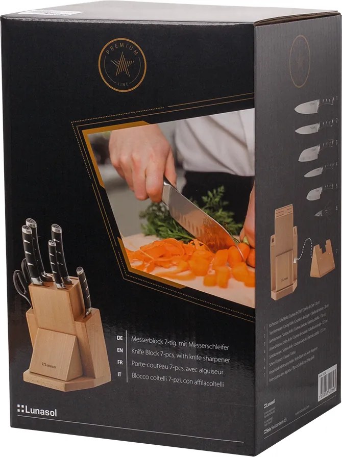 Stojan na nože 7 ks s brúskou na nože - Flow Kitchen - 132760