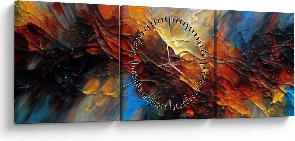 Obraz - Farebná textúra (s hodinami) (90x30 cm)