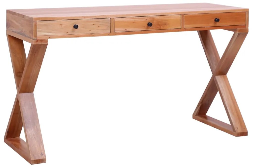 vidaXL Počítačový stôl prírodná farba 132x47x77 cm masívne mahagónové drevo
