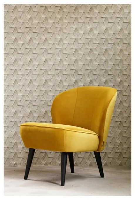 Horčicovožlté kreslo WOOOD Sara