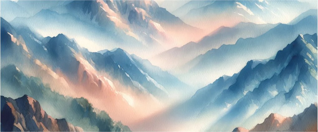 Obraz - Akvarelové hory (120x50 cm)