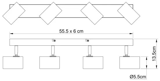 Globo 57911-4BW - Bodové svietidlo ROBBY 4xGU10/35W/230V čierna/hnedá