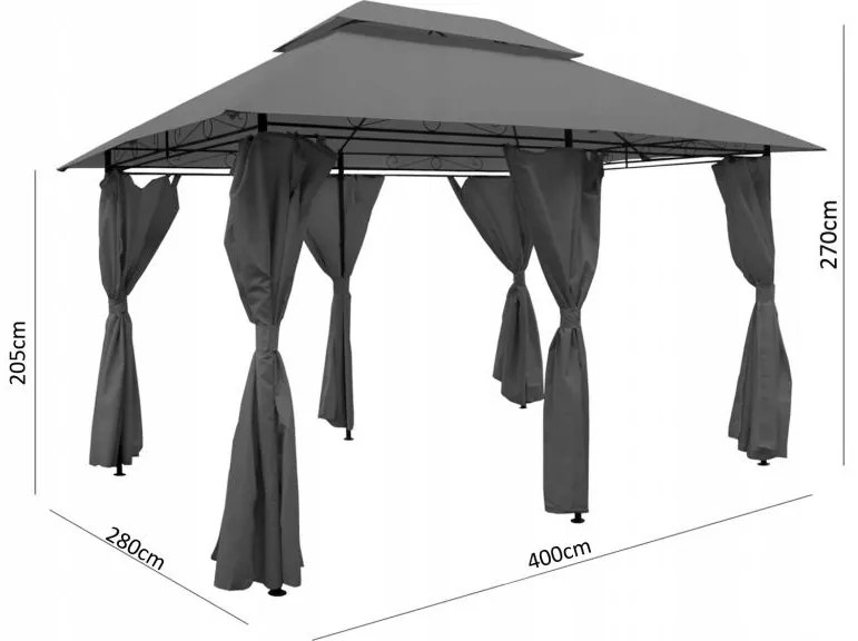 Stabilný záhradný pavilón 3 x 4 m s moskytierou béžová