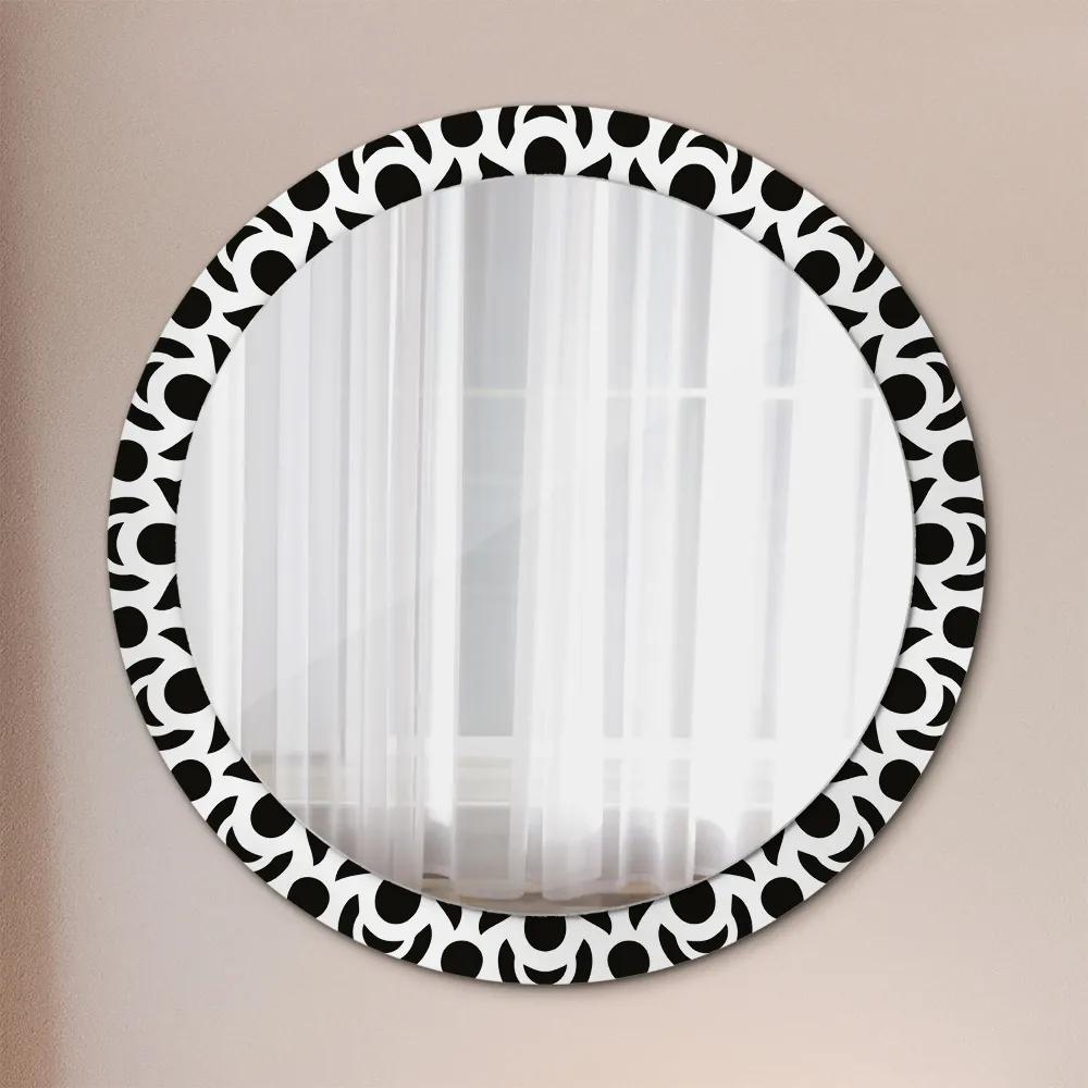 Okrúhle ozdobné zrkadlo Čierna geometrická ozdoba fi 90 cm