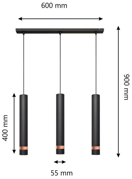 LED Luster na lanku TUBA 3xGU10/4,8W/230V čierna/medená