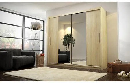 Kvalitná šatníková skriňa KOLA 4 dub sonoma 180 cm Vrátane LED osvetlenia