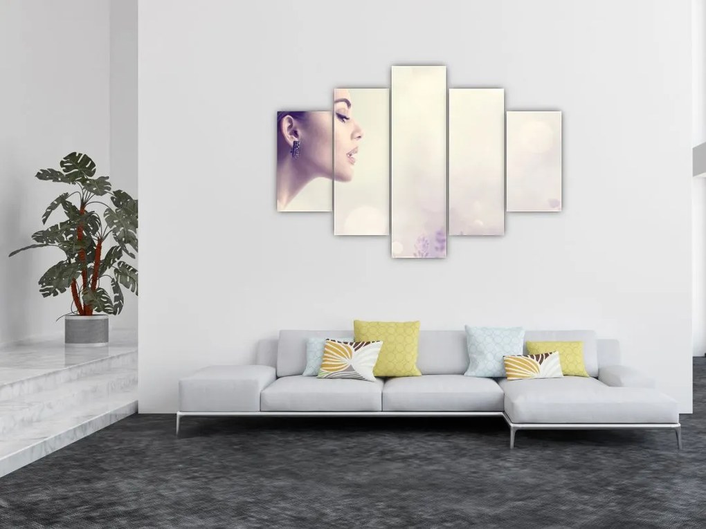 Obraz ženy s levanduľami (150x105 cm)