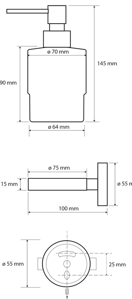 Sapho Sapho, X-ROUND COPPER dávkovač mydla 200ml, mliečne sklo, medená matná, XR103PG