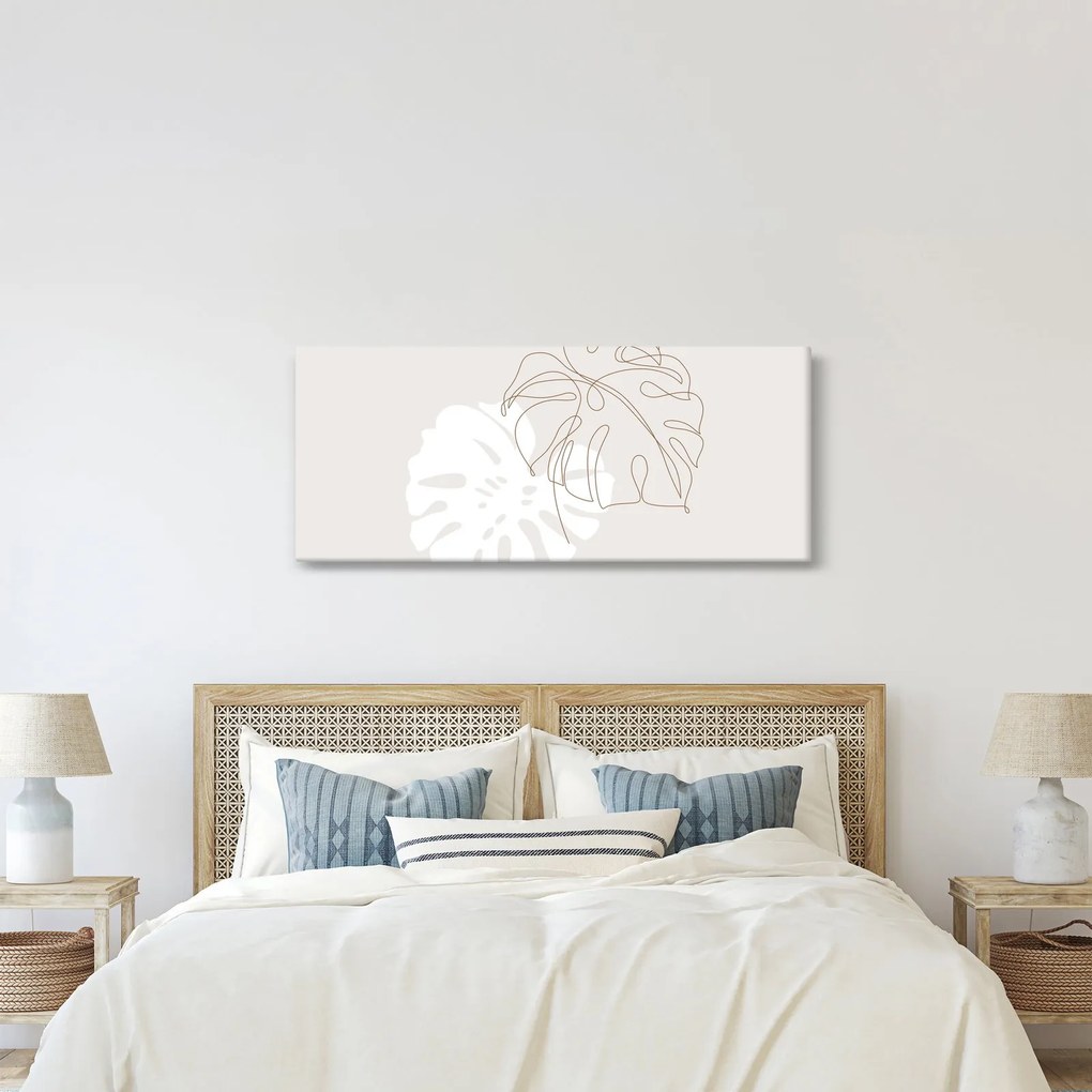 Obraz - Line art monstera N⁰2 (120x50 cm)