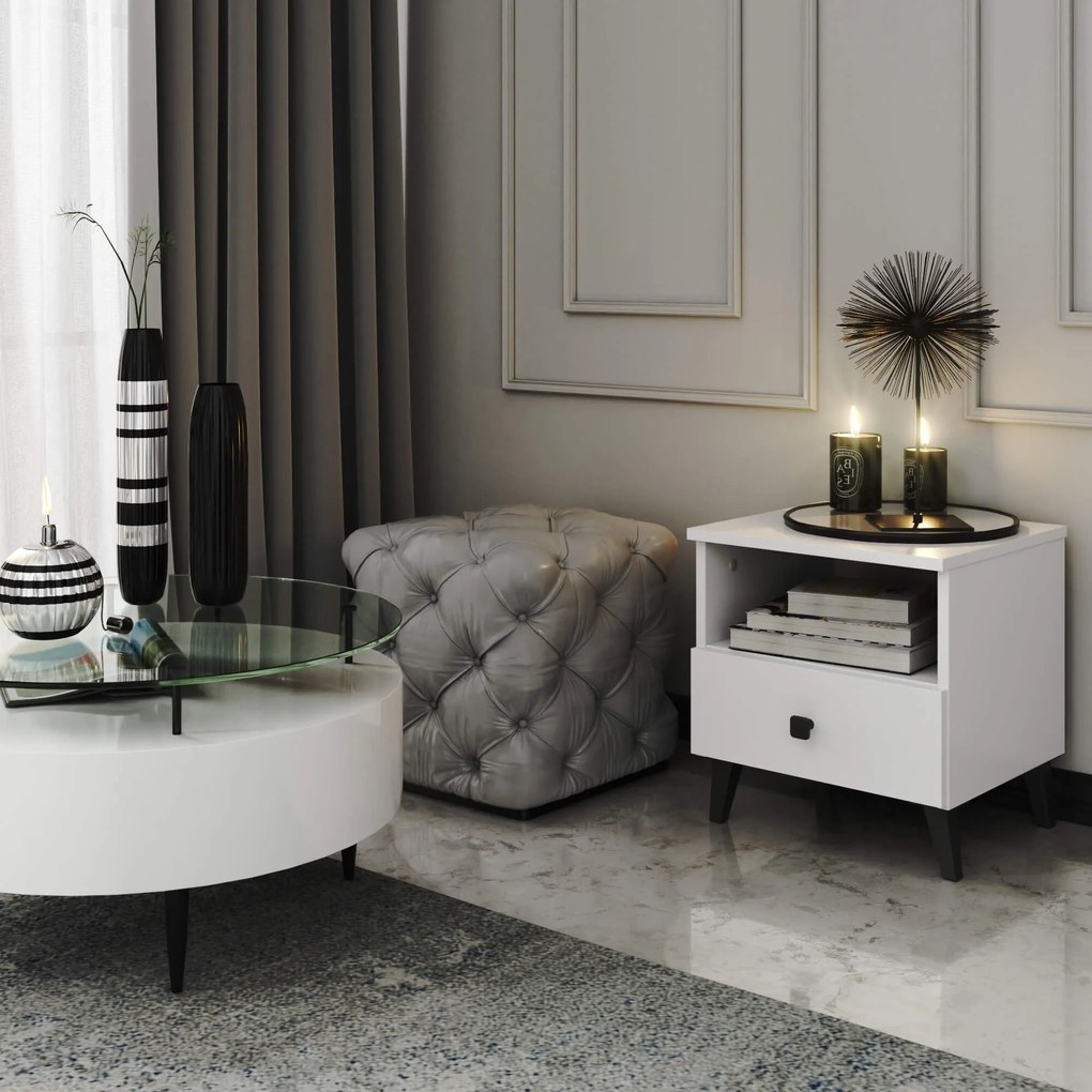 Nočný stolík MOBI K-01 biely/čierny