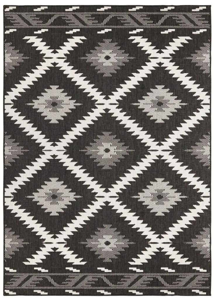NORTHRUGS - Hanse Home koberce Kusový koberec Twin Supreme 103429 Malibu black creme – na von aj na doma - 120x170 cm