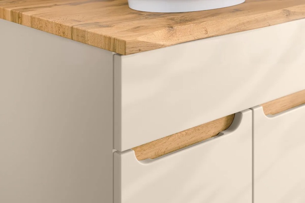 Skříňka pod umyvadlo Bali Nature s deskou 60 cm kašmírová/dub wotan