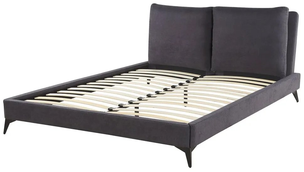 Manželská posteľ 160 cm MELIA (polyester) (tmavosivá) (s roštom). Vlastná spoľahlivá doprava až k Vám domov. 1023471
