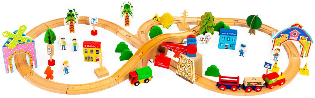 ECOTOYS Drevená vláčiková dráha 74 dielov