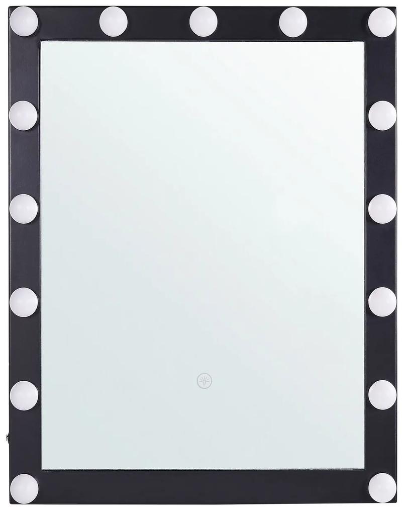 Nástenné LED zrkadlo kovové 50 x 60 cm čierne ODENAS Beliani