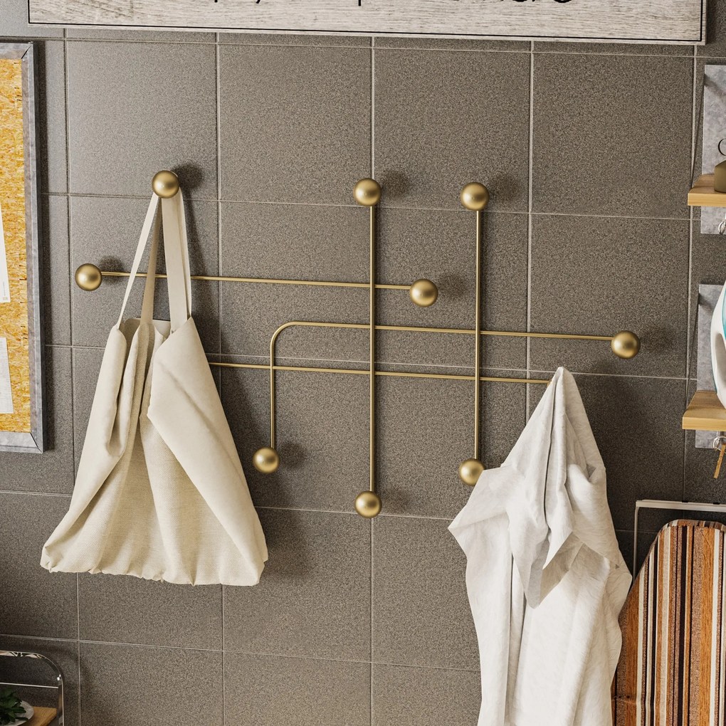 Nástenný kovový vešiak Samara 107 cm zlatý