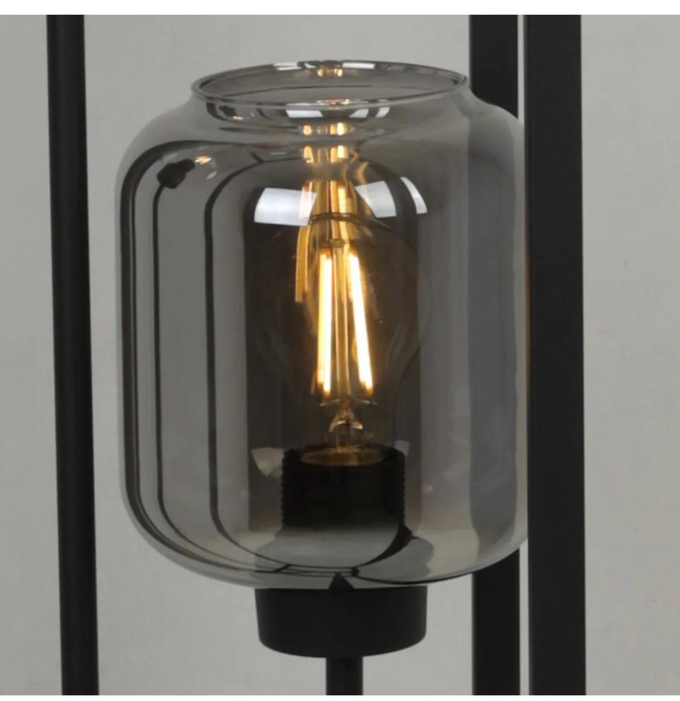 Stojacia lampa Novalja cage, 3x sklenené tienidlo (mix 3 farieb) v kovovom ráme