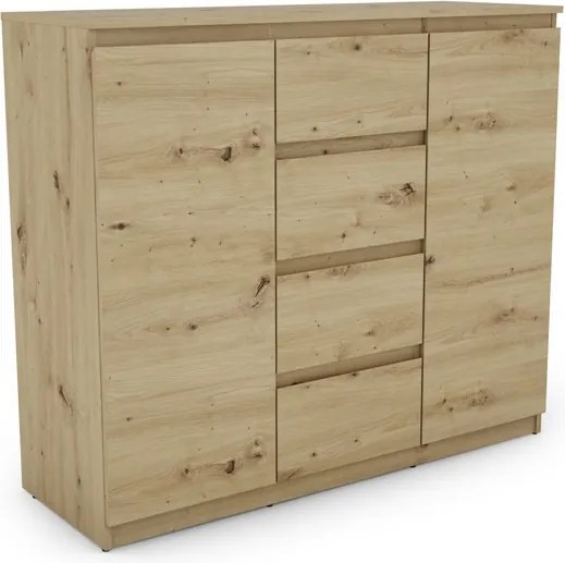 Široká komoda so 4 zásuvkami Carlos, dub artisan, 120 cm