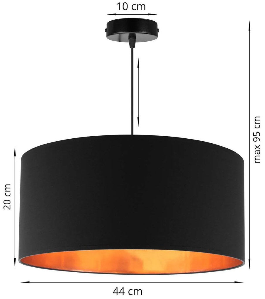 Závesné svietidlo Shade, 1x textilné tienidlo (výber zo 4 farieb), (výber z 3 farieb konštrukcie), (fi 44cm), g