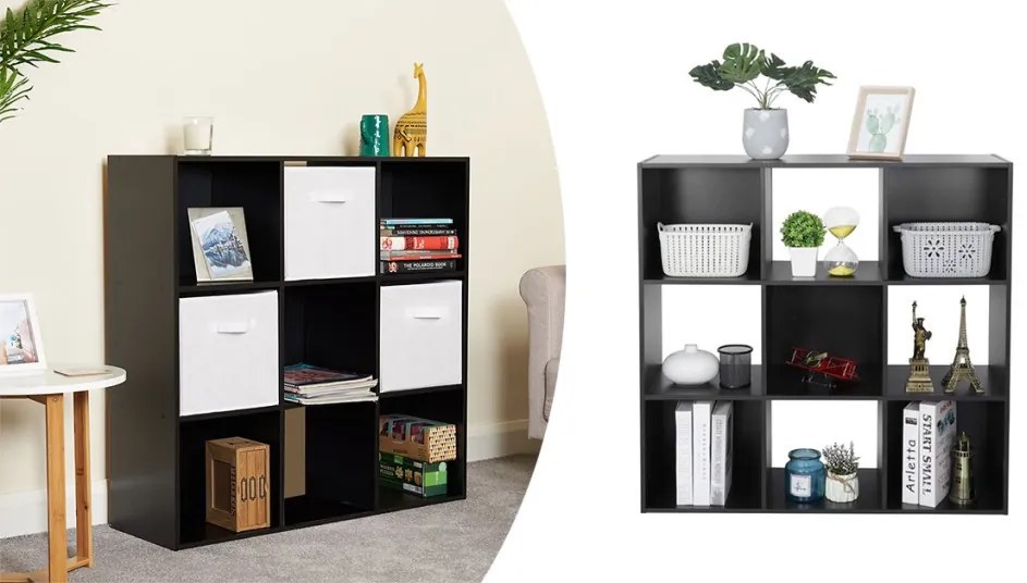 9 kocková úložná polica s 3 košíkmi