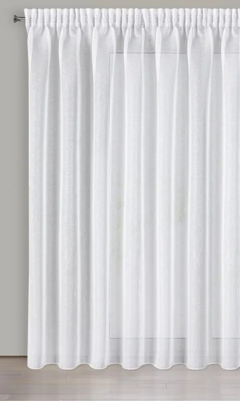 Biela záclona na páske s odleskom striebornej LENA 350 x 270 cm