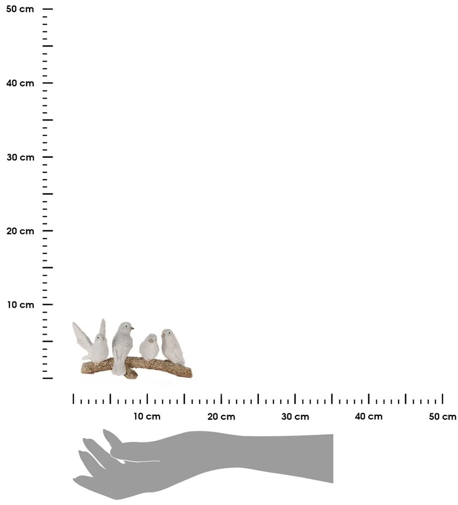 Záhradná figúrka z polystonu Birdies, 7,5x16 cm, biela