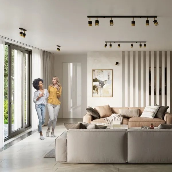 Sollux SL.1070 - Bodové svietidlo NERO 2xGU10/40W/230V čierna/zlatá