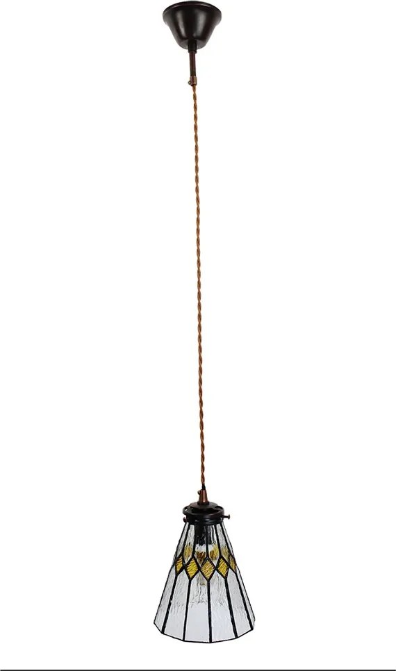 Závesná Tiffany lampa žlté detaily Yello - Ø 15*115 cm E14/max 1*25W