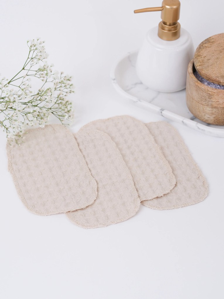 Vaflové kozmetické obrúsky (4 ks) - prírodná