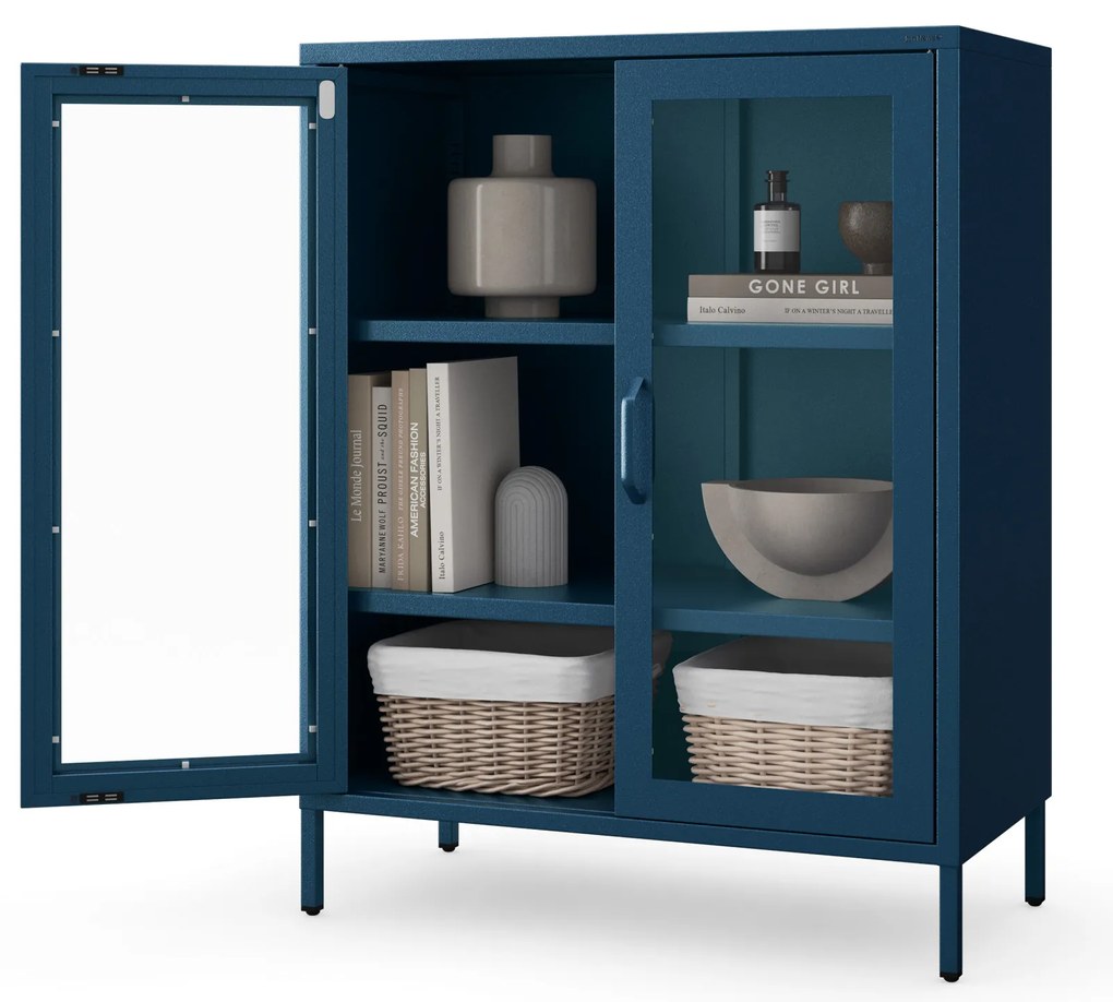 Vitrína GINA, 800 x 1015 x 400 mm, Modern: tmavomodrá farba