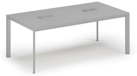 Stôl INVITATION 2000 x 1000 x 740, sivá + 2x stolná zásuvka TYP III, strieborná
