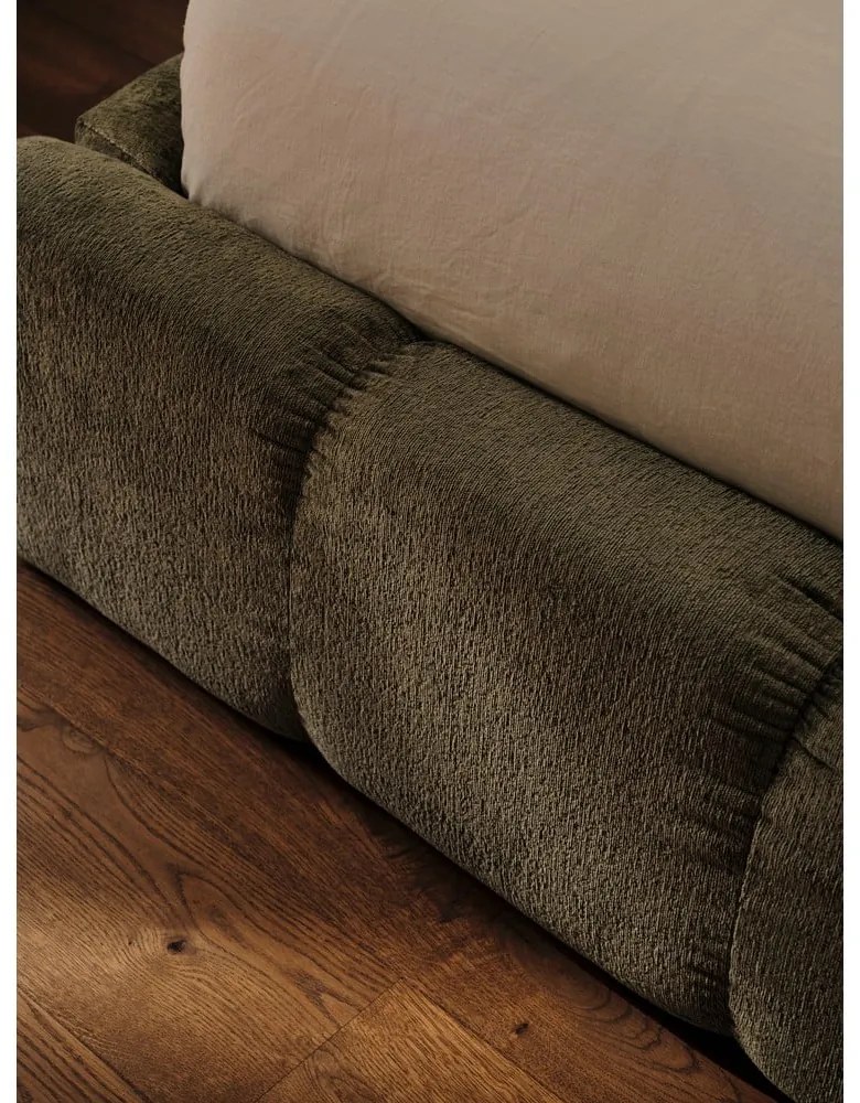 Zelená čalúnená dvojlôžková posteľ s úložným priestorom a roštom 160x200 cm Lupine – Micadoni Home