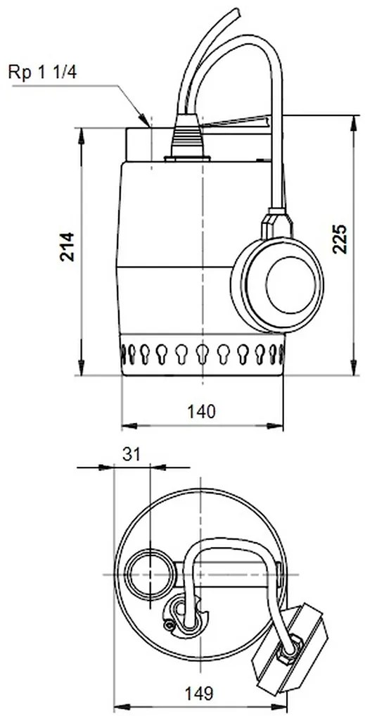 Grundfos UNILIFT KP 150 A1 ponorné kalové čerpadlo s plavákom 011H1600