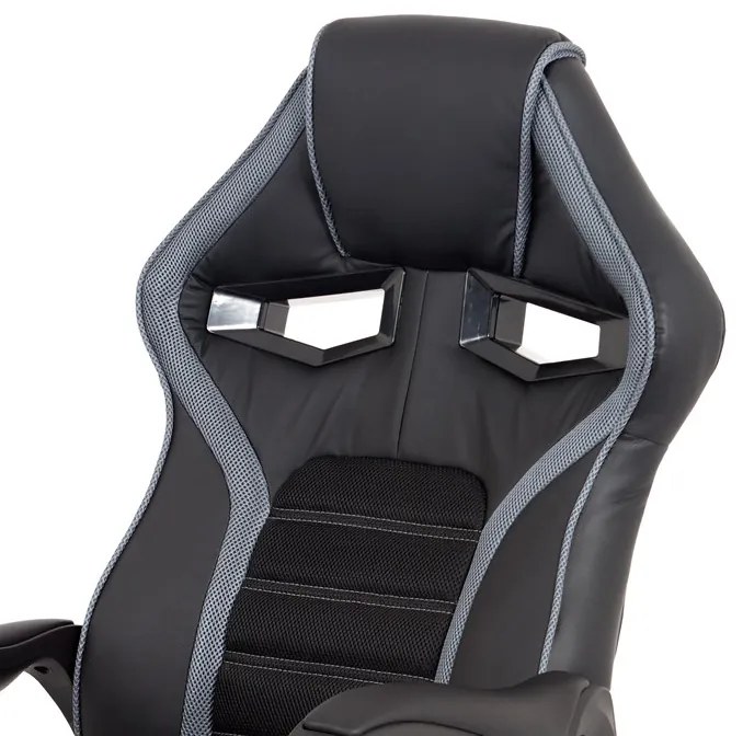 Autronic BONTEC Herné stoličky, hojdací mechanizmus, čierna ekokoža, KA-G406 GREY Farba: Čierna