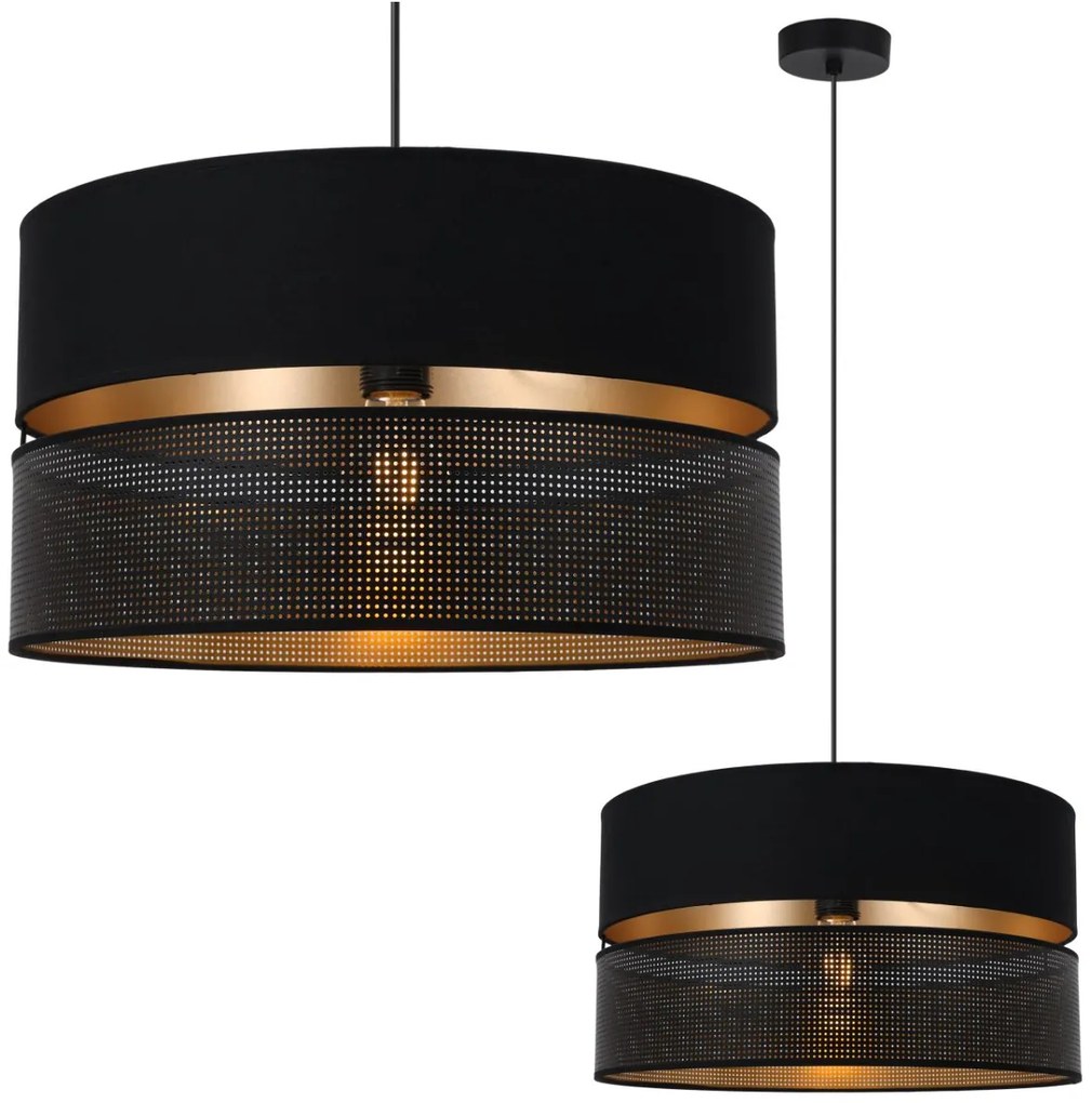 Závesné svietidlo Asti, 1x PVC/čierne textilné tienidlo, (fi 40cm), g, b