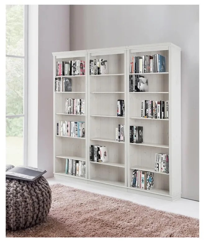 Biela knižnica z borovicového dreva 222x223 cm Anita – Støraa
