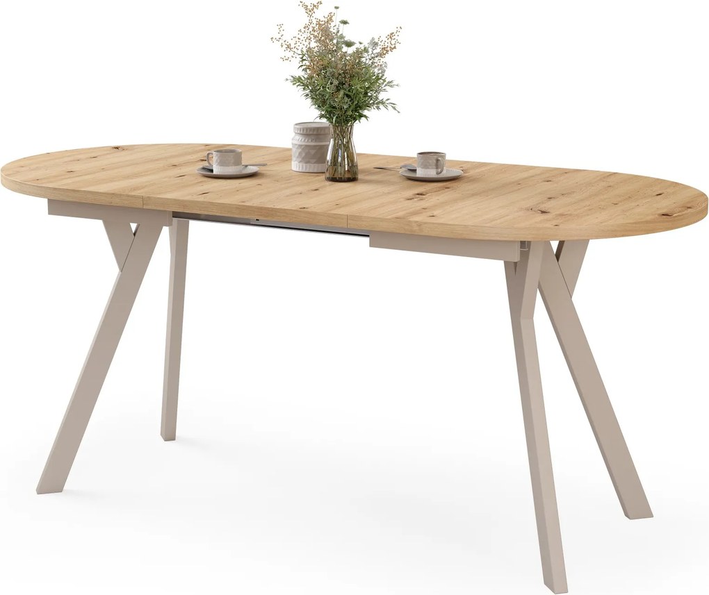 Mazzoni ALMO Dub Artisan / kašmírové nohy - OVÁLNY ROZKLADACÍ STÔL 120-220 cm PRE 10-12 OSÔB