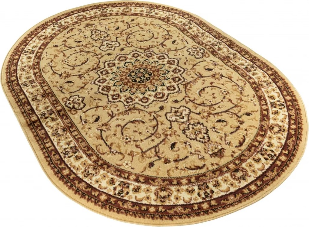 Oválny koberec Atlas PP – svetlá béžová s hnedým vzorom Rozmer: 60x100 cm