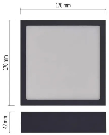 LED Stropné svietidlo LED/12,5W/230V 3000/3500/4000K 17x17 cm čierna
