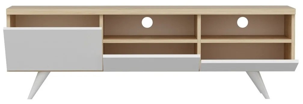 TV skrinka BRÜKSEL 150 cm biela/dub
