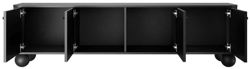 TV stolík Vespera 4D 187 cm - čierna / guľaté nohy