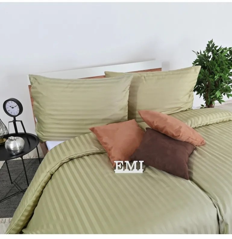 Obliečky damaškové hnedo-olivové EMI, Vankúš 70x90