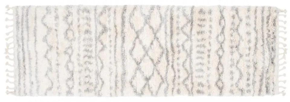 Kusový koberec shaggy Aron krémovo sivý atyp 80x200cm