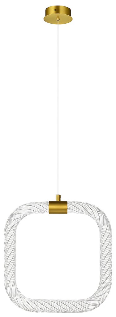Toolight Toolight, závesné LED svietidlo 20x20cm, 9W, 3000K, LHJ056-CP1, číra-zlatá matná, OSW-60029