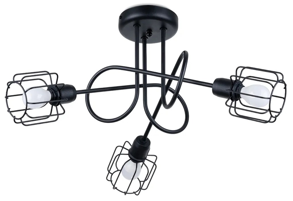 Stropné svietidlo Beluci, 3x čierne drôtené tienidlo