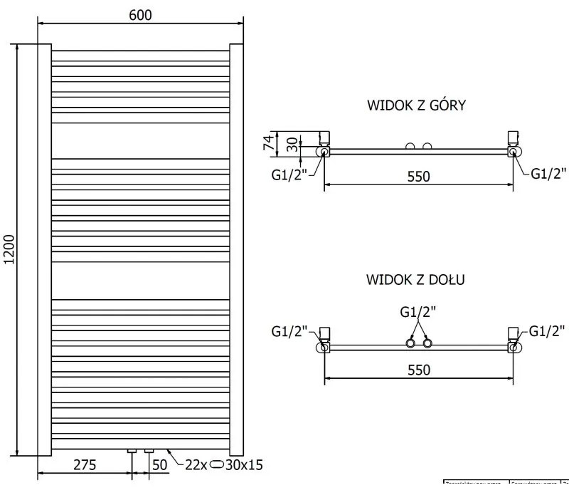 Mexen Hades, vykurovacie teleso 1200x600 mm, 520 W, zlatá lesklá, W104-1200-600-00-50