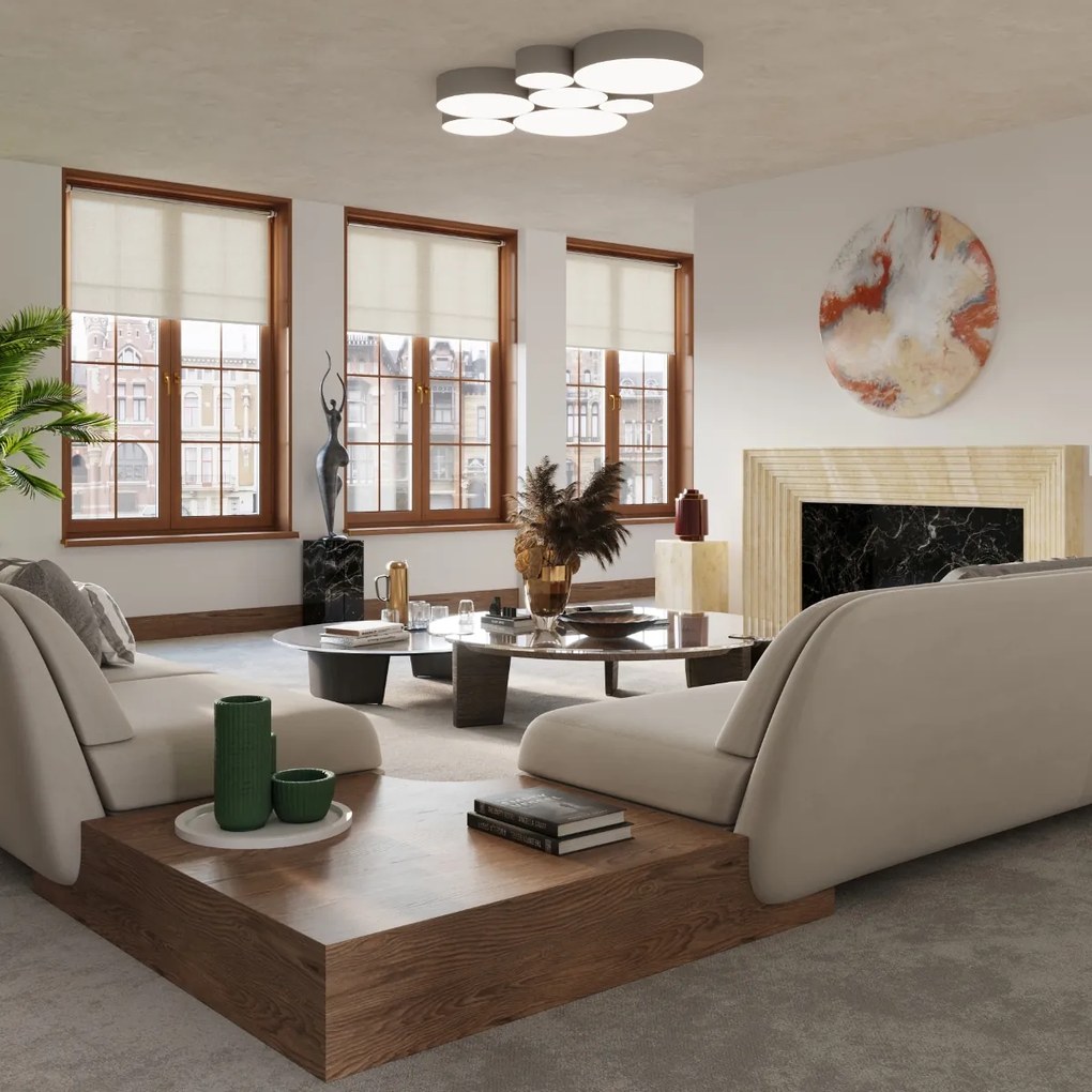 Závesné svietidlo Arena, 1x sivé plastové tienidlo, (biely plast), (fi 35 cm)