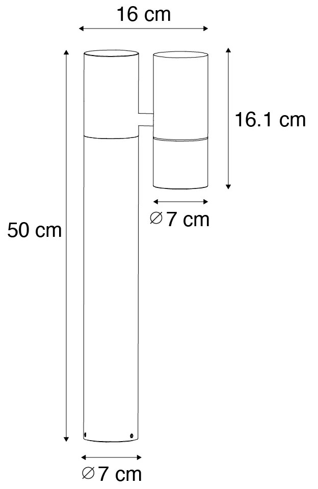 Stojaca vonkajšia lampa čierna 50 cm nastaviteľná - Duo